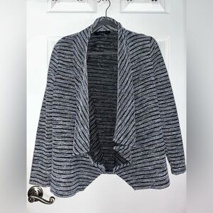Tommy Hilfiger Navy Blue and White Striped Cardigan Small
